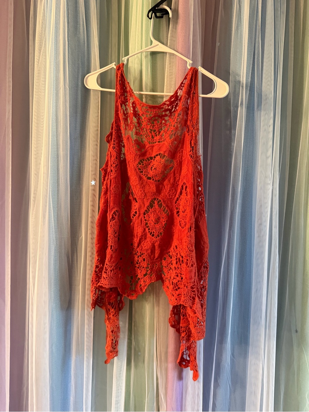Orange lace duster